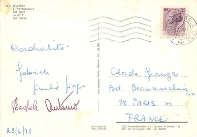 Haven van Bellaria — Italië — uitgever Pama Rimini, n° 45/J — Achterkant