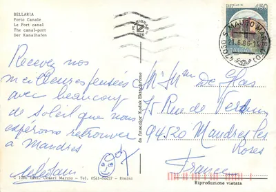 Bellaria — port kanałowy — wydawca Cesari Marzio, nr 1086 — Rewers