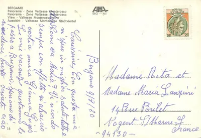 Bergame — Zona Valtesse Monterosso — wydawca AIMA BG-MI — Rewers