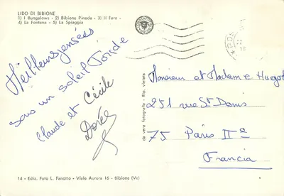 Bibione — widok panoramiczny — wydawnictwo Foto L. Fanotto — Rewers
