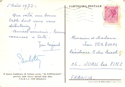 Restauracja 'al pappagallo' — Bologna — wydawca Fratelli Zurla, numer seryjny nie widoczny — Rewers
