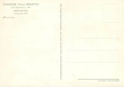 Bordighera — Riviera dei Fiori — Pensione Villa Braietta — Rewers