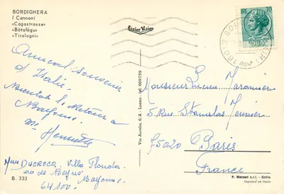Bordighera — Kanony Cagastrasse — Rivier Vision — Rewers