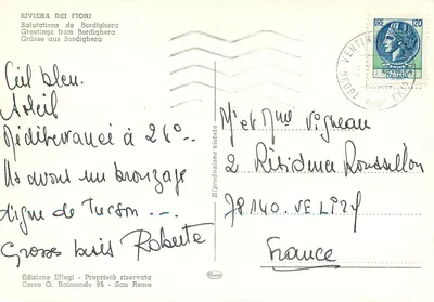 Bordighera — Villa Regina Margherita, Monumento alla Regina Margherita, Villa Etelinda — Edição Effegi — Verso