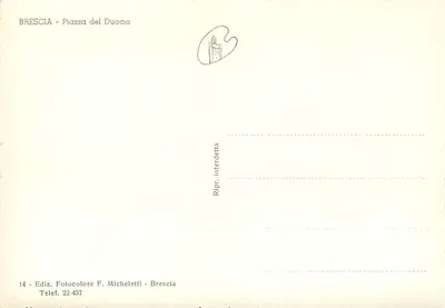 Brescia - Piazza del Duomo — wydawca Fotocolore F. Micheletti, nr 14 — Rewers