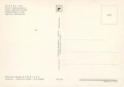 Burano — Charakterystyczny widok — Wydawnictwo Angelo Garbizza — Rewers
