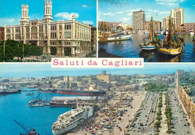 Cagliari — vista do porto e do Palazzo Comunale — M. Tognoli Editori - Livorno