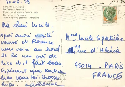 Lido di Camaiore — widok z lotu ptaka — Wyd. Ginocchio R. - La Spezia — Rewers