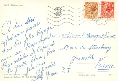 Capri - Port Grande — widok z portu z łodziami — Casa del Giornale, Napoli — Rewers