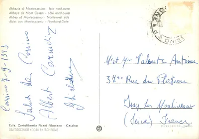 Abadia de Montecassino — lado noroeste — Ediz. Cartolibreria Pisani Filomena - Cassino — Verso