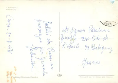Cassino — Panorama — Ed. D'Alieso-Giovanni-Cassino n° 8792 — Verso