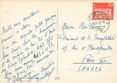 Tarjeta postal moderna Suiza — Reverso