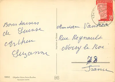 Zwitserse alpine scènes — Wapens van de Zwitserse kantons — Uitgave Deriaz Baublmes n°13652 — Achterkant