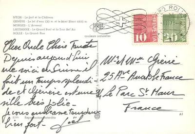 Lembrete do Léman — Editor POLIY & Cie, Genebra, n°8299 — Verso