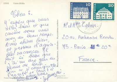 Wallis-Valais — Montanhas, animais e camponês — Foto Klopftenstein, n°89906 — Verso