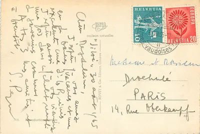 Lembrança das ALPES — Bovey & Cie, Genebra, n°3135 — Verso