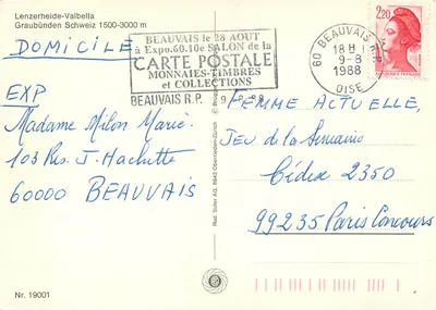 Lenzerheide-Valbella — carta postal de montanha — Brugger AG, Meiringen — Verso