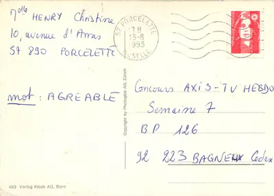 Monte Cervino — Gruss aus der SCHWEIZ — Verlag Kiosk AG, Bern — Verso