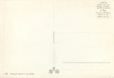 Fontana (1414 m) com o castelo de Tarasp (1805 m) — vista panorâmica — Photoglob-Wehrli A. G., Zürich, n° v 415 — Verso