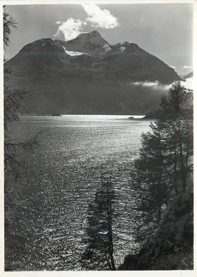 Lago Silsersee — brilho solar no lago Silsersee, visão do Piz della Margna — editor Otto Furter, Davos-Platz, n° 20-99