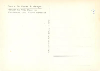 Sala festiva do priorado David de Winkelsheim — 1506 — Verlag der Gottif. Keller-Stiftung, 4. 1952 — Verso