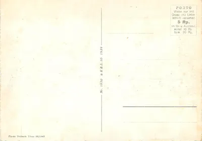 Gasthof zum Bahnhof Brenzikofen przy Thun — Foto Dubach Thun 56/1943 — Rewers