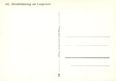 Lungernsee — wieczorna scena — fotografia Juliusa Burcha, Wengen, nr 267 — Rewers