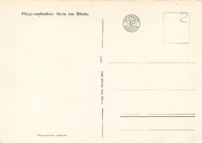 Stein am Rhein — widok z powietrza — Verlag Otto Wyrscb Bern — Rewers