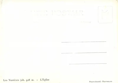 Les Verrières (alt. 928 m.) — A Igreja — Foto André-Pontarlier — Verso