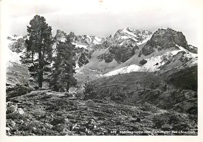 Stärlexgruppe von Tamangur aus (Scarlatat) — vista alpina — série 689 — Fot. Tarasp