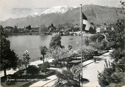 Locarno, Monte Ghiridone — vista lacustre com bandeira suíça — edição T 9765