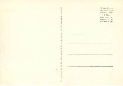 Wengernalp, Elger und Mönch — zimowy widok alpejski — Verlag Beringer & Pampaluchi, Zurych — Rewers
