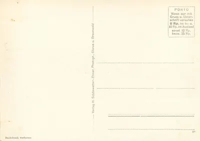 Berggasthaus „Ohrenplatte“ — Braunwald com Glärnischkette — Verlag H. Schönwetter-Elmer — Verso