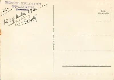 Zollhaus am Splügenpass — zasne góry — Eidg. Zollhaus am Splügenpass, nr 239 — Rewers