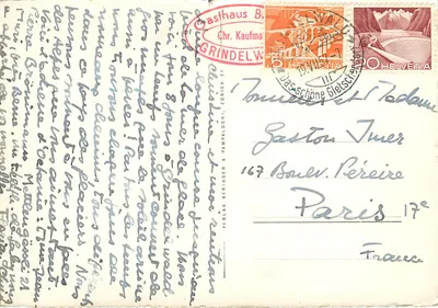 Grindelwald — Bäregg-Stieregg mit Fiescherhörner — Verlag B. Chr. Kaufmann — Verso