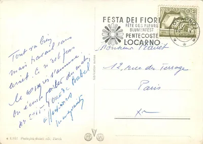 Brissago - Lago Maggiore — widok panoramiczny z zasnieżonymi górami — Photoglob-Wehrli AG, Zurych — Rewers
