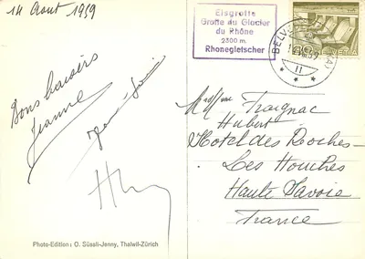 Eisgrotte-Rhonegleischer — 2300 m — Wydawnictwo O. Süssli-Jenny, Thalwil-Zurych — Rewers