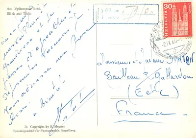 Spitzmann Grat — Vista do Titlis — Copyright K. Meuser, Engelberg — Verso