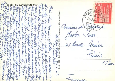 Le Landeron — Praça da Abadia com estátua e relógio — Éditions Airoffset S.A. n° 38-01355 — Verso