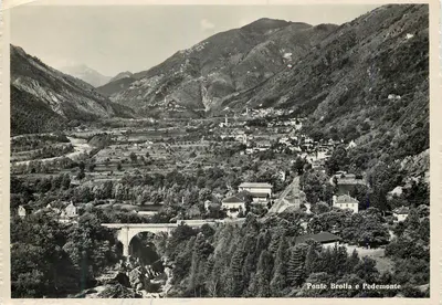 Ponte Brolla e Pedemonte — vista panorâmica — Edição E. Steinhem, Locarno