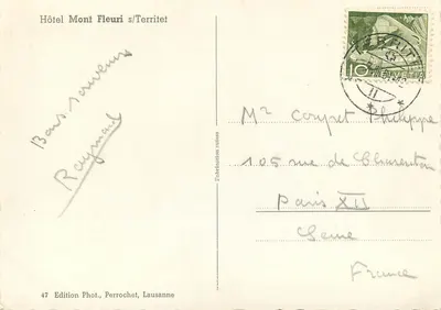 Hotel Mont Fleuri s/Territet — Editor Perrochet, Lausanne, n°47 — Verso