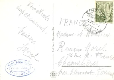 Einstedeln com Mythen — vista panorâmica — editor PANGE n°7474 — Verso