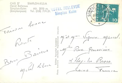 Simplon-Kulm — Góry Wassenhorn i Monte Leone — Wydawnictwo Perrochet Lausanne — Rewers
