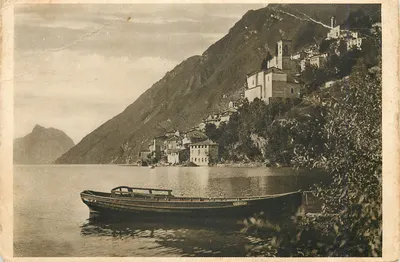 Bilhete postal moderno Lago di Lugano Albogasio e Monte San Salvatore