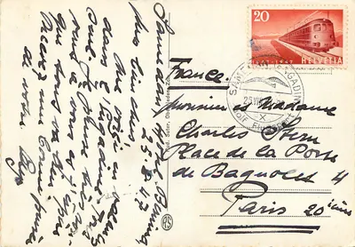 Samedan — widok z lotu ptaka w dolinie — wydawca nieznany, nr 4923 — Rewers