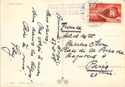 Passo del Bernina — Widok na lodowiec i jezioro — Photoglob-Wehrli A.G., Zürich, nr 578 — Rewers