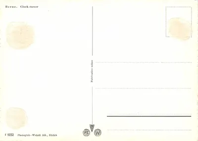 Bern. Zeitglockenturm — Wieża zegarowa — Wydawnictwo szwajcarskie Photoglob-Wehrli AG, Zurych — Rewers
