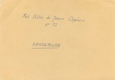 Carta postal multilingue — Helvetia 20 ct e 50 ct — Concurso 'Encontre a cidade oculta' — Sarrebourg — Verso