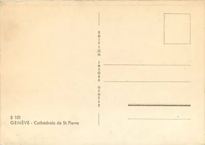 Genève — Cathédrale de Saint-Pierre — Édition Jaeger, S 101 — Rückseite