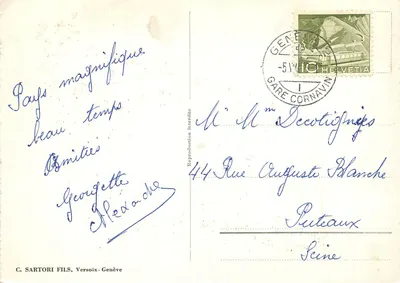 Geneva and Lake Léman in panoramic view — C. SARTORI FILS, Versoix — n° 847 — Back